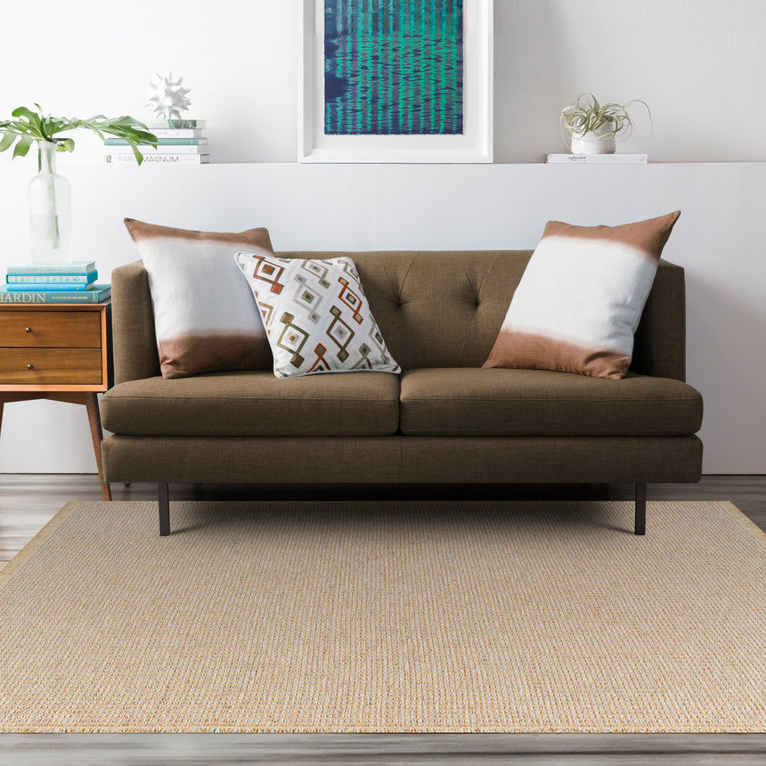 Kimi Becki Owens x Livabliss Solid And Border Taupe Jute Rug