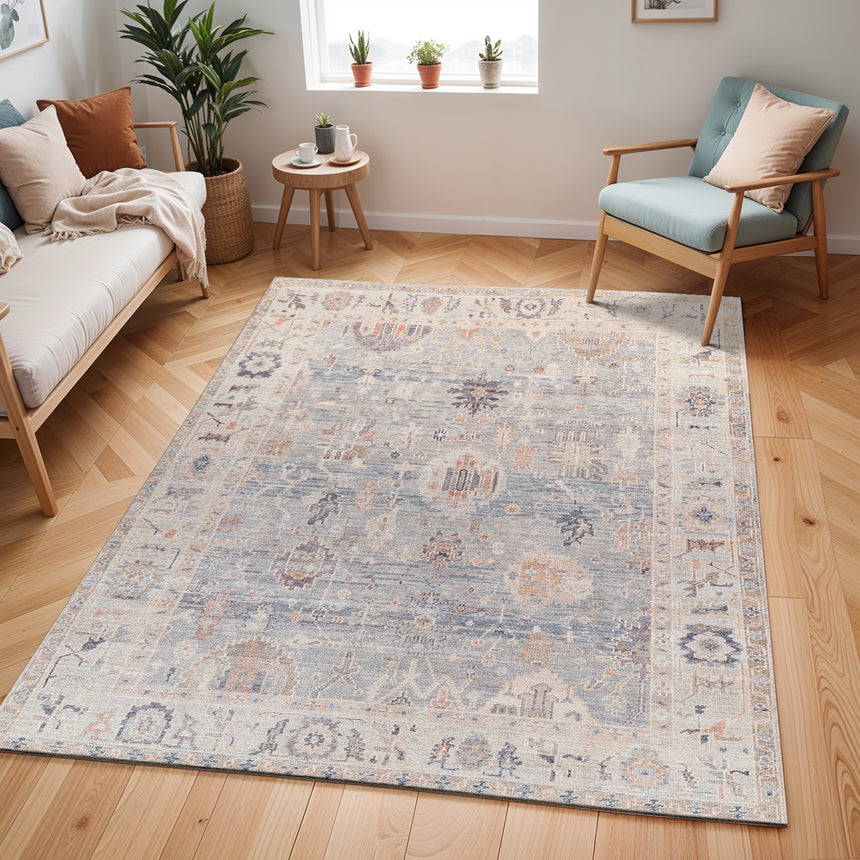 Marlene Becki Owens x Livabliss Vintage Oriental Boho Grey/Pale Blue Rug