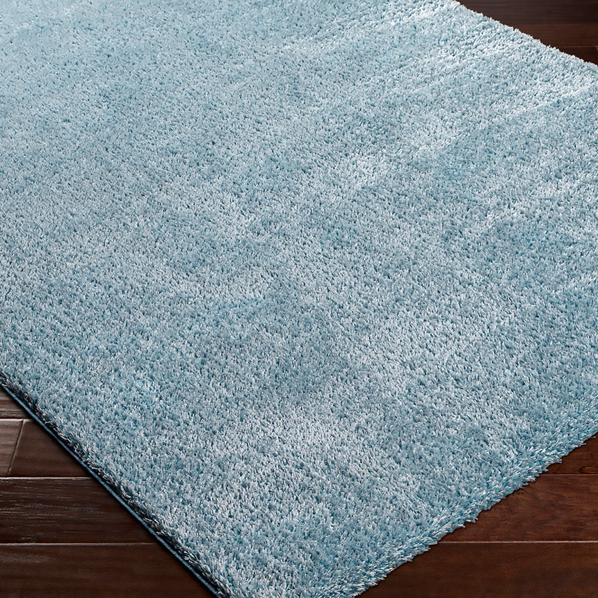 Claire Shaggy Solid Color Plush Pile Denim Rug