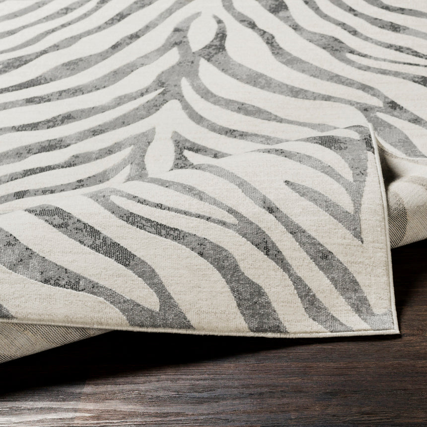 Cybele Scandi Boho Zebra Charcoal Rug