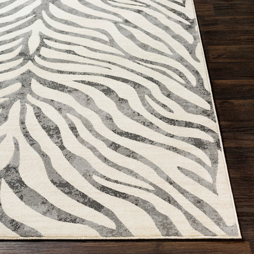 Cybele Scandi Boho Zebra Charcoal Rug