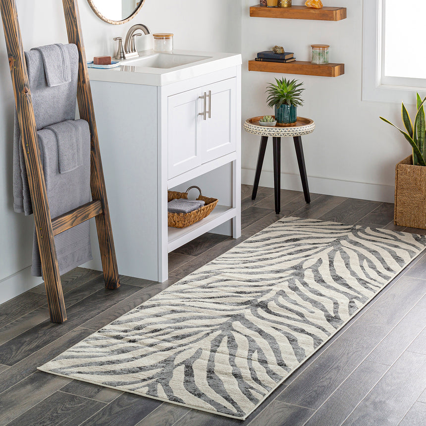 Cybele Scandi Boho Zebra Charcoal Rug