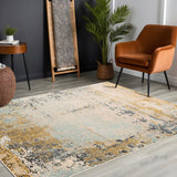 Bellatrix Abstract Modern Marble Mustard Rug