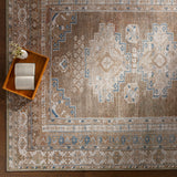 Athena Machine Washable Traditionnal Boho Brown Rug