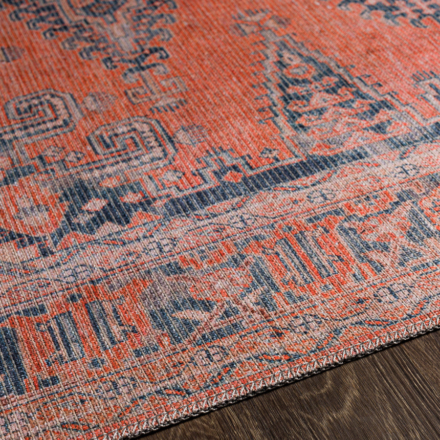 Blaire Machine Washable Traditionnal Boho Burnt Orange Rug