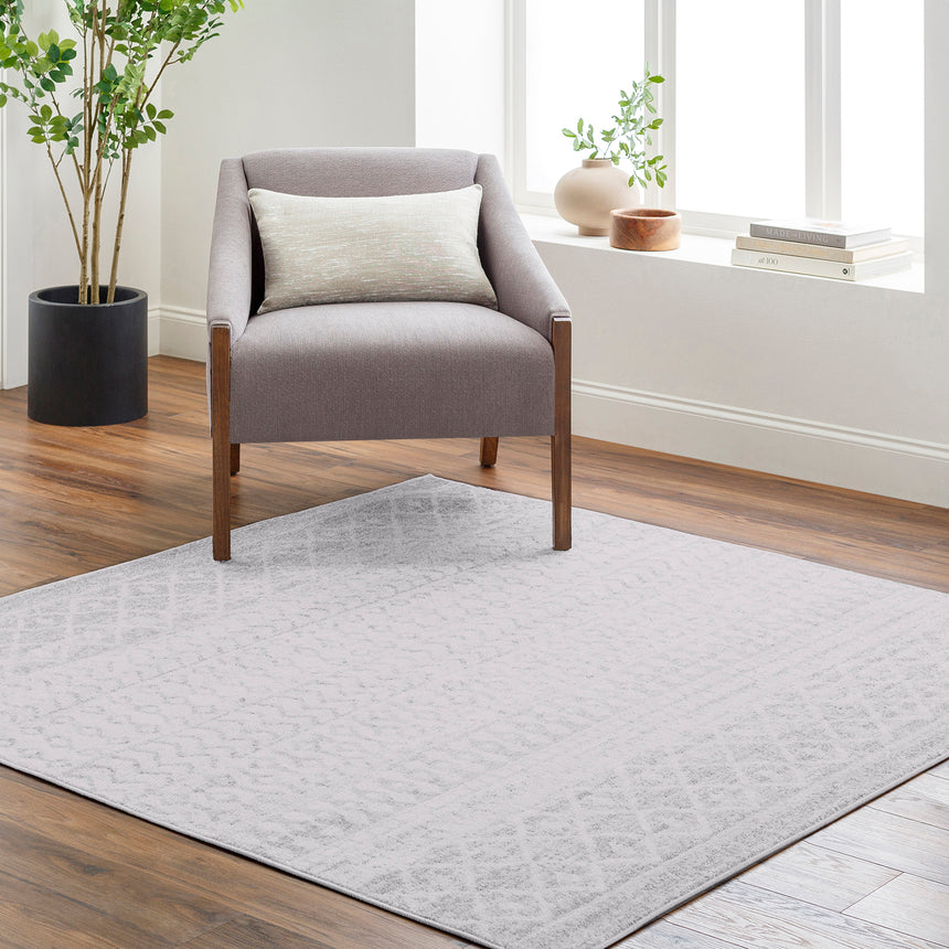 Mila Scandi Geometric Light Grey/White Rug
