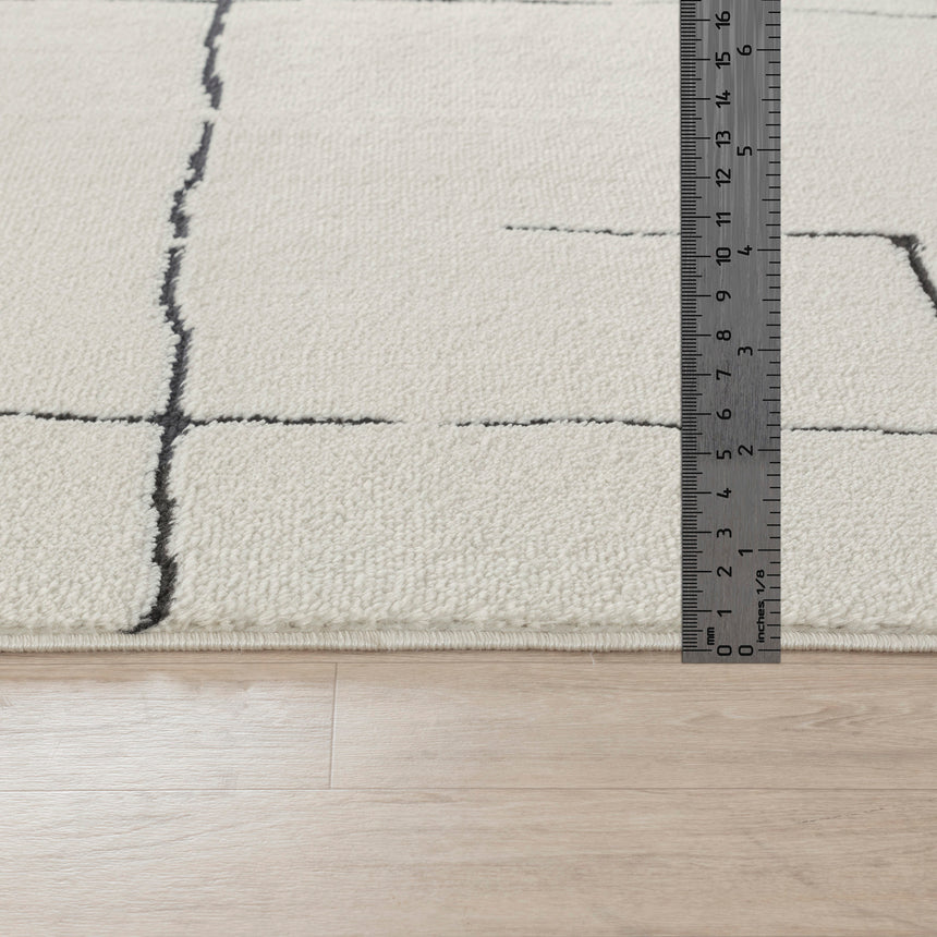 Ava Scandi Modern High Pile Ivory/Black Rug