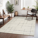 Ava Scandi Modern High Pile Ivory/Black Rug