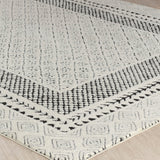 Ambre Scandi Modern High Pile Ivory/Black Rug