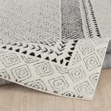 Ambre Scandi Modern High Pile Ivory/Black Rug