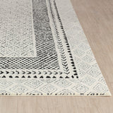 Ambre Scandi Modern High Pile Ivory/Black Rug
