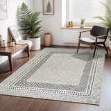 Ambre Scandi Modern High Pile Ivory/Black Rug