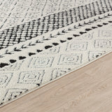Ambre Scandi Modern High Pile Ivory/Black Rug