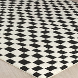Irina Scandi Modern High Pile Black/Ivory Checkered Rug