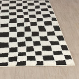 Irina Scandi Modern High Pile Black/Ivory Checkered Rug