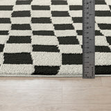 Irina Scandi Modern High Pile Black/Ivory Checkered Rug