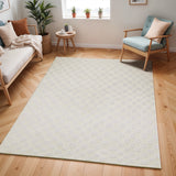 Irina Scandi Modern High Pile Off-White/Ivory Checkered Rug