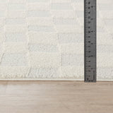 Irina Scandi Modern High Pile Off-White/Ivory Checkered Rug