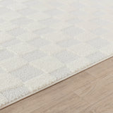 Irina Scandi Modern High Pile Off-White/Ivory Checkered Rug