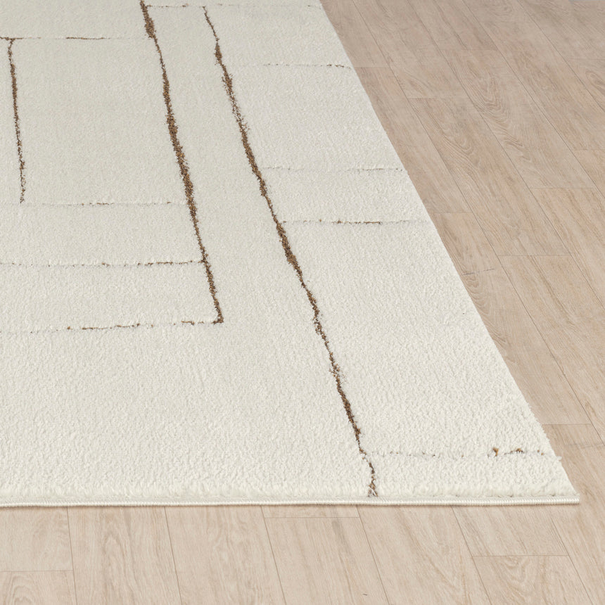 Lisa Scandi Modern High Pile Ivory/Brown Rug