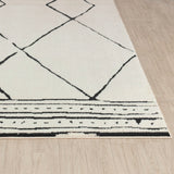 Hannah Berber Modern High Pile Ivory Black Rug
