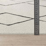Hannah Berber Modern High Pile Ivory Black Rug