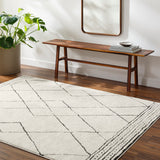 Hannah Berber Modern High Pile Ivory Black Rug