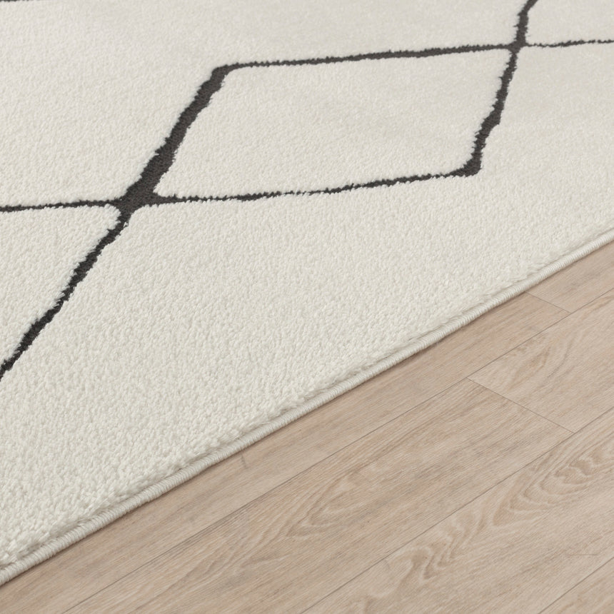 Hannah Berber Modern High Pile Ivory Black Rug