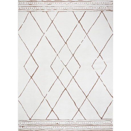 Hannah Berber Modern High Pile Ivory/Brown Rug - Image 1