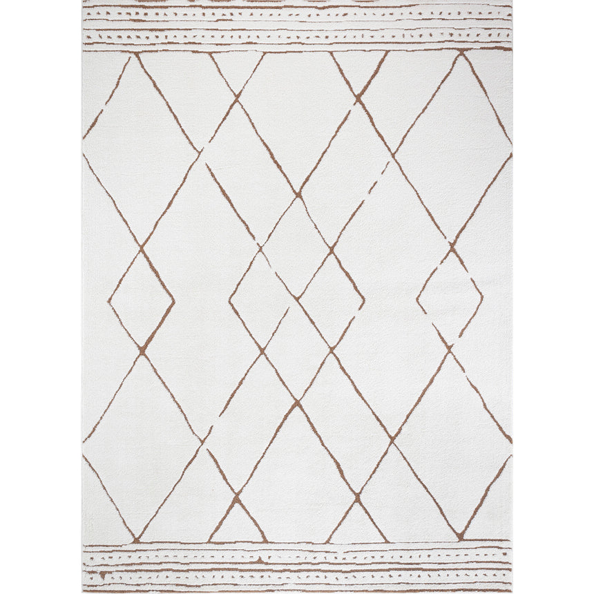 Hannah Berber Modern High Pile Ivory/Brown Rug