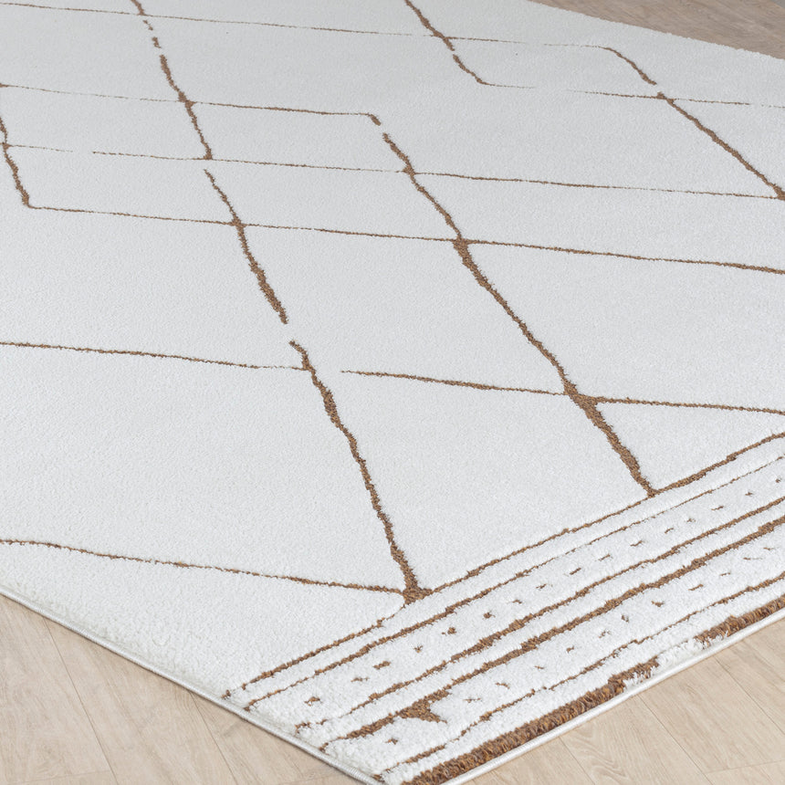 Hannah Berber Modern High Pile Ivory/Brown Rug