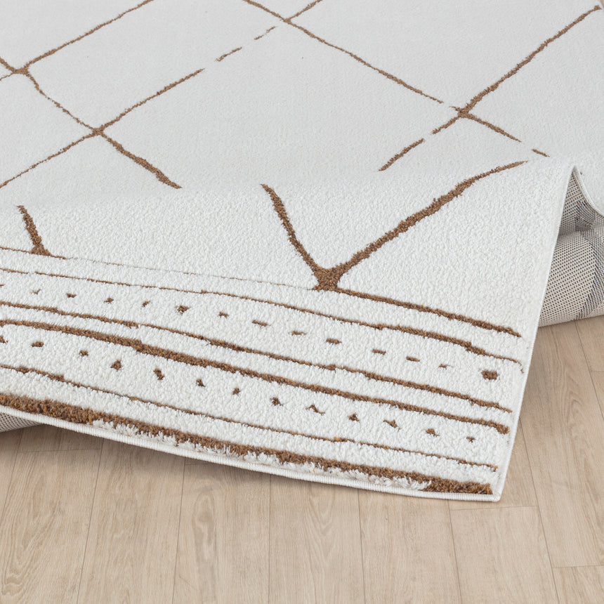Hannah Berber Modern High Pile Ivory/Brown Rug