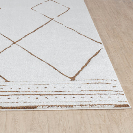 Hannah Berber Modern High Pile Ivory/Brown Rug - Image 5
