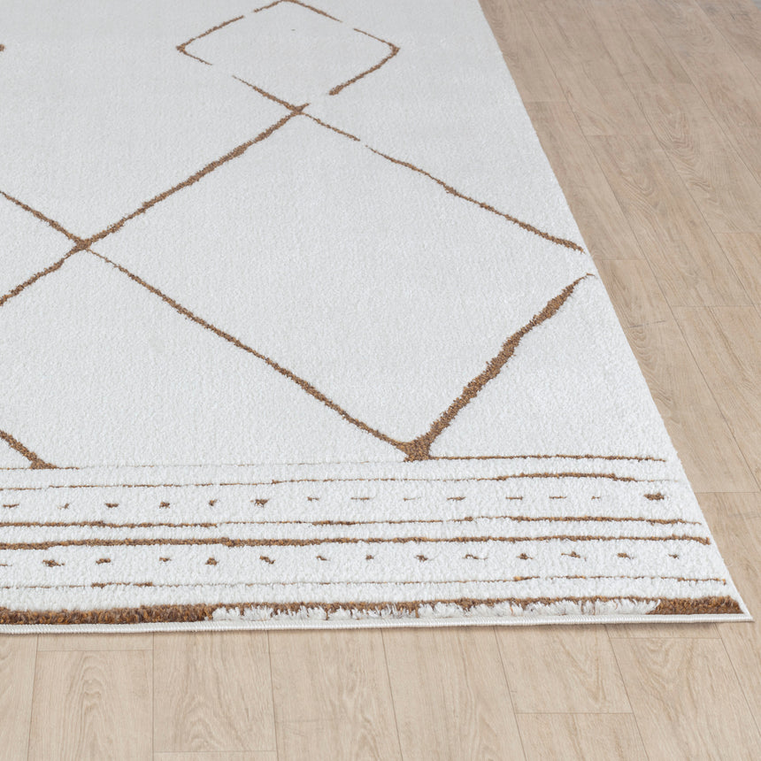 Hannah Berber Modern High Pile Ivory/Brown Rug