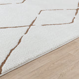 Hannah Berber Modern High Pile Ivory/Brown Rug