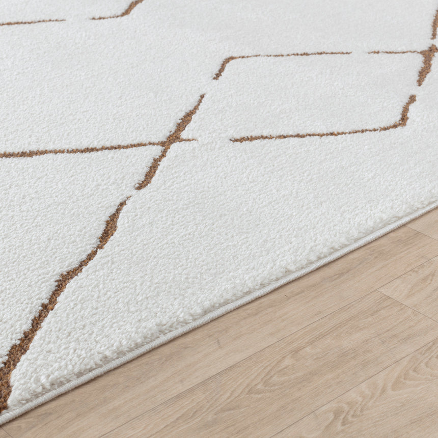 Hannah Berber Modern High Pile Ivory/Brown Rug