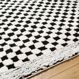 Ekta Scandi Modern High Pile Ivory/Black Checkered Rug - Image 3