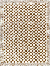 Ekta Scandi Modern High Pile Ivory/Brown Checkered Rug