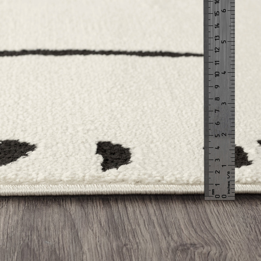 Rita Scandi Modern High Pile Ivory/Black Rug