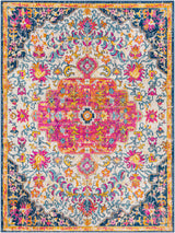 Chinu Vintage Oriental Boho Bright Pink Rug