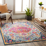 Chinu Vintage Oriental Boho Bright Pink Rug
