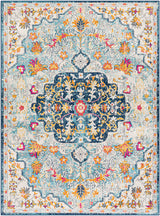 Chinu Vintage Oriental Boho Sky Blue/Saffron Rug