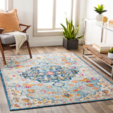 Chinu Vintage Oriental Boho Sky Blue/Saffron Rug