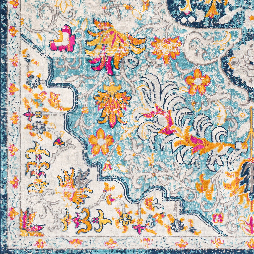 Chinu Vintage Oriental Boho Sky Blue/Saffron Rug