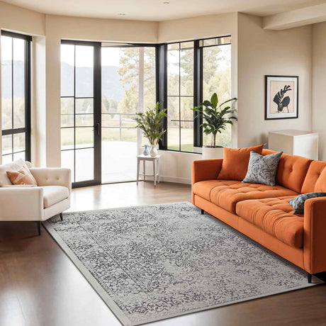 Hazel Vintage Oriental Boho Grey/Ivory Rug - Image 2