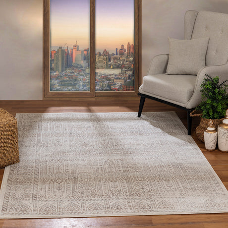 Dania Vintage Oriental Boho Tan/Grey Rug - Image 2