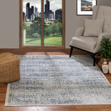 Dania Vintage Oriental Boho Blue/White Rug - Image 2