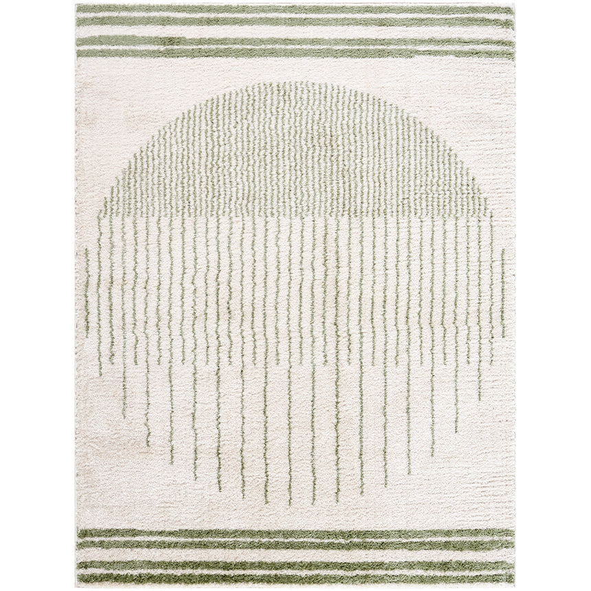 Enso3 Machine Washable Modern Shaggy Grass Green Rug