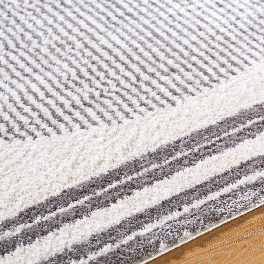 Enso3 Machine Washable Modern Shaggy Charcoal Rug