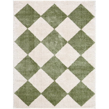 Deline Machine Washable Modern Shaggy Grass Green Rug - Image 1